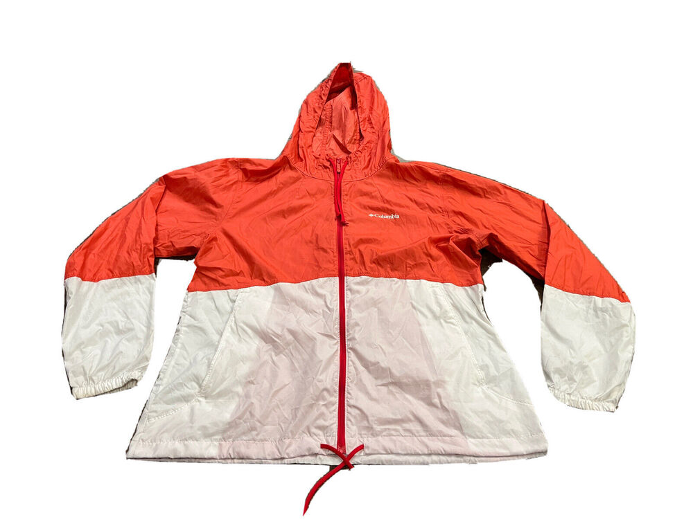 Columbia Sportswear Womens Orange White Full Zip Hooded Jacket Size XL KL3010